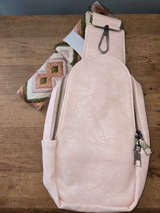 Crazy Heifers Vegan Leather Pink Messenger Bag