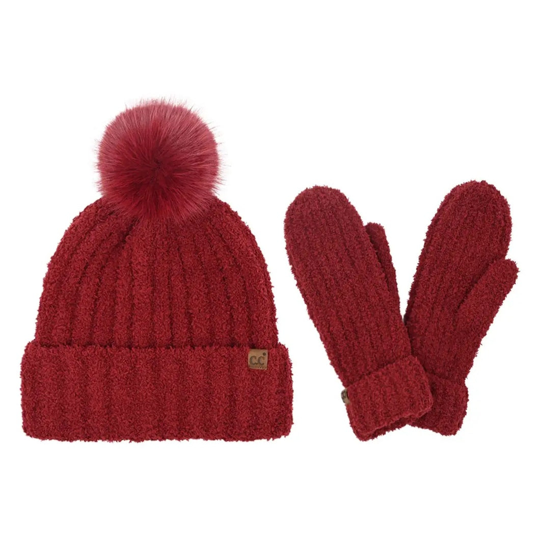 Cozy Yarn C.C Hat & Mitten Set