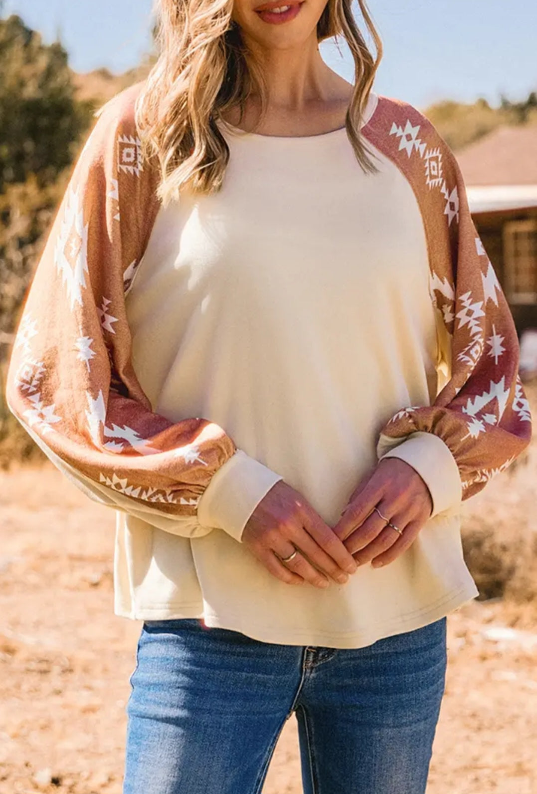 Western Patch Long Sleeve Top